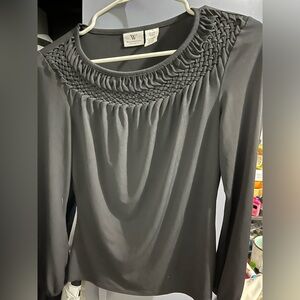 Worthington black Smocked Blouse with 3/4 Sleeves